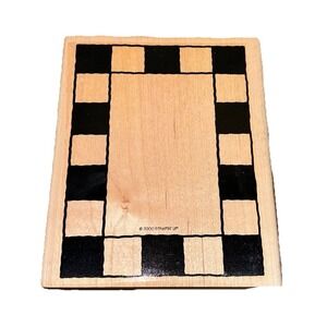 Vintage Retired 2000 Stampin Up! Bold Check Frame Wood Mounted Rubber Stamp 6x5"
